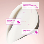 Product with text labels on a pink background
