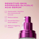 Purple serum bottle with text on a pink background